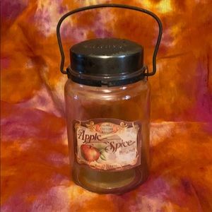RUSTIC GLASS JAR WITH REMOVABLE METAL LID & HANDLE